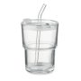 Üveg pohár szívószállal 400 ml