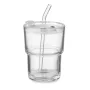 Üveg pohár szívószállal 400 ml