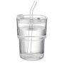 Üveg pohár szívószállal 400 ml