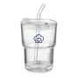 Üveg pohár szívószállal 400 ml