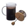 Üveg kávé- vagy teafőző bambusz tetővel, 600 ml